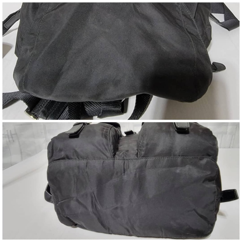 Authentic Prada Tessuto Nylon Double Pocket Backpack Black - Picture 8 of 16